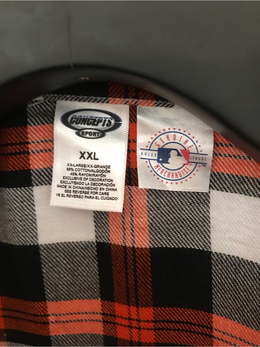 NWOT San Francisco Giants Black/Orange Breakout Flannel Long Sleeve Nightshirt - Picture 8 of 8